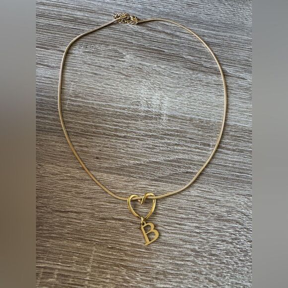 Heart Necklace with Initial B Pendant A1425 - Picture 2 of 4